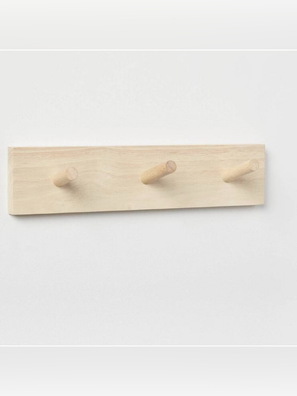 Brightroom Wall Mounted Decorative Wood 3 Hook Rack, NWT, 13.5”